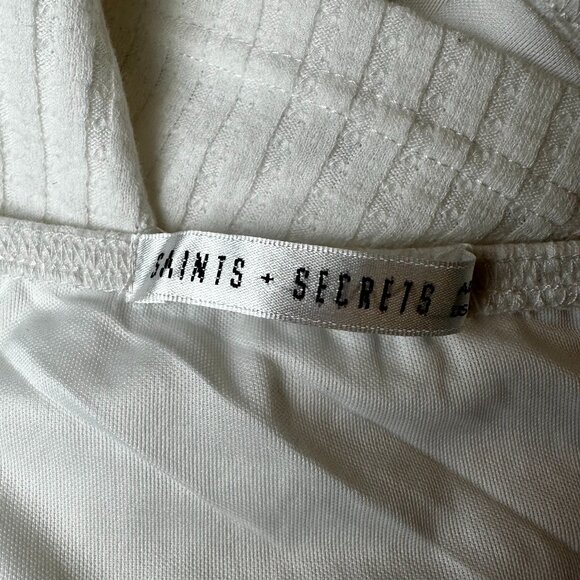 Saints + Secrets White Ribbed Knit Mini Dress Small | Graduation Bachelorette - Picture 5 of 8